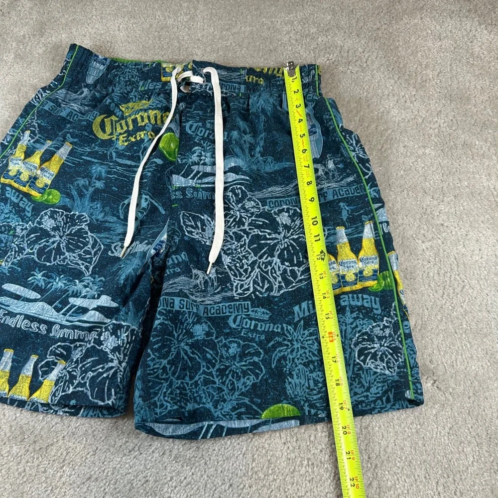 VTG Corona Extra Swim Trunks Mens 34 Blue Tropical Beer Board Shorts Surf Rider